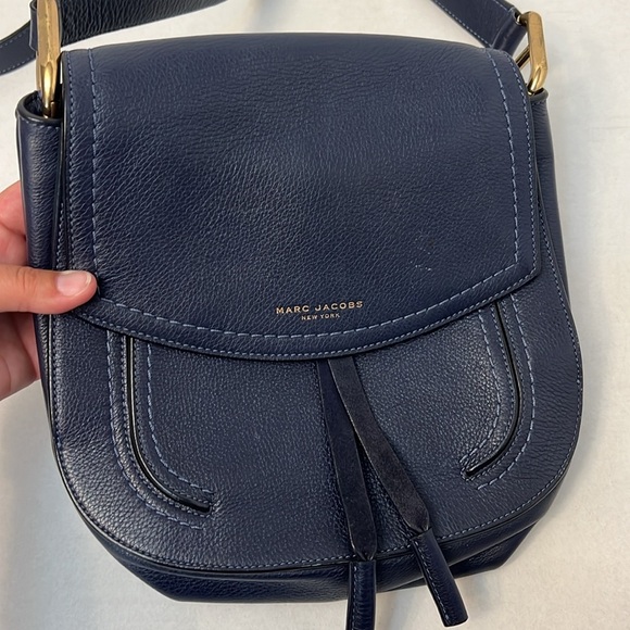 MARC JACOBS BLUE LEATHER CROSSBODY SADDLE BAG - Picture 1 of 16